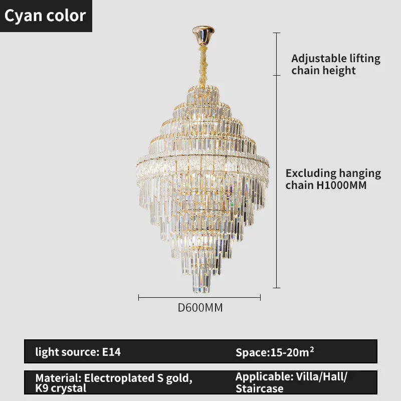 DecorBites™ Elegant Crystal Chandelier: Modern European Lighting for Living, Dining & Bedroom