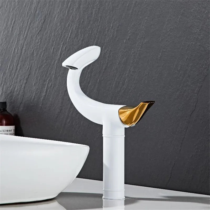 DecorBites™ Black Gold Brass Bathroom Faucet Mixer Sink Tap Deck Mounted Chrome Gray