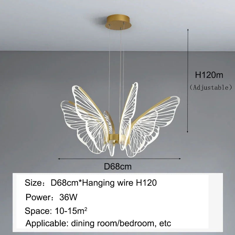 DecorBites™ LED Butterfly Ceiling Chandelier - Luxury Pendant Light for Bedroom, Living & Dining Room