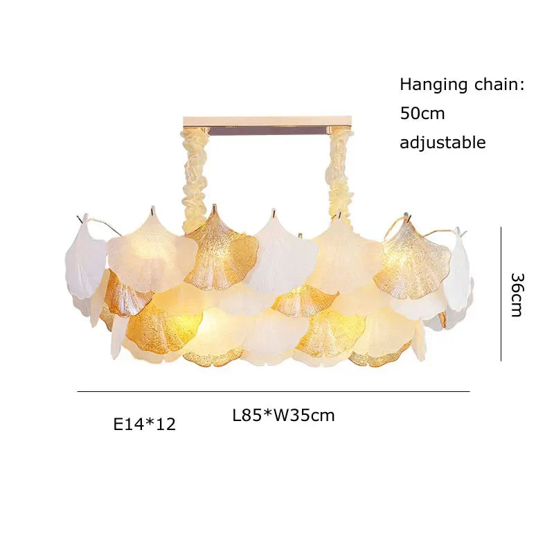 DecorBites™ Ginkgo Gold LED Chandelier Fixture for Living Room