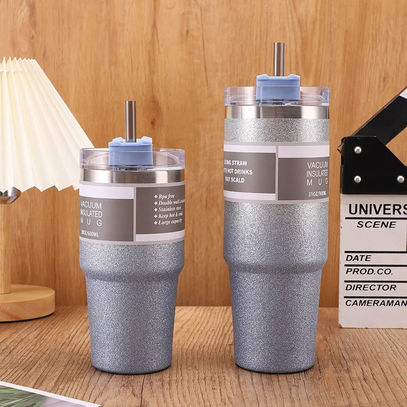 DecorBites™ Coffee Cup Thermos with Straw - Hot Drink Heat Preservation Mug