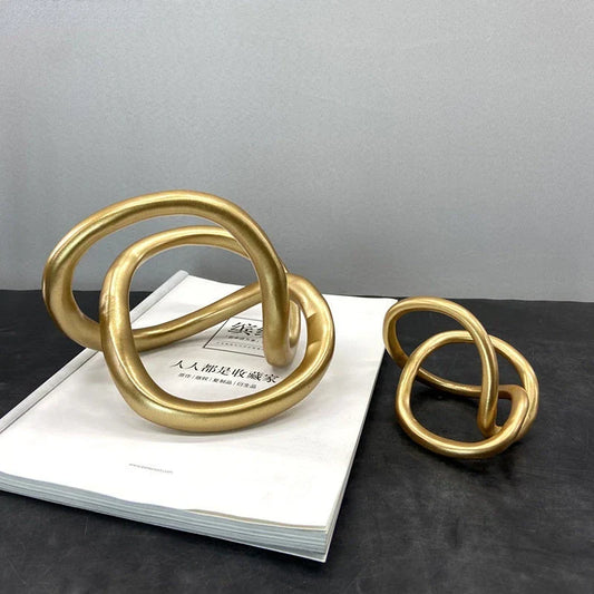 DecorBites™ Gold Ring Knot Geometric Resin Ornaments Handmade Art Decor Figurines