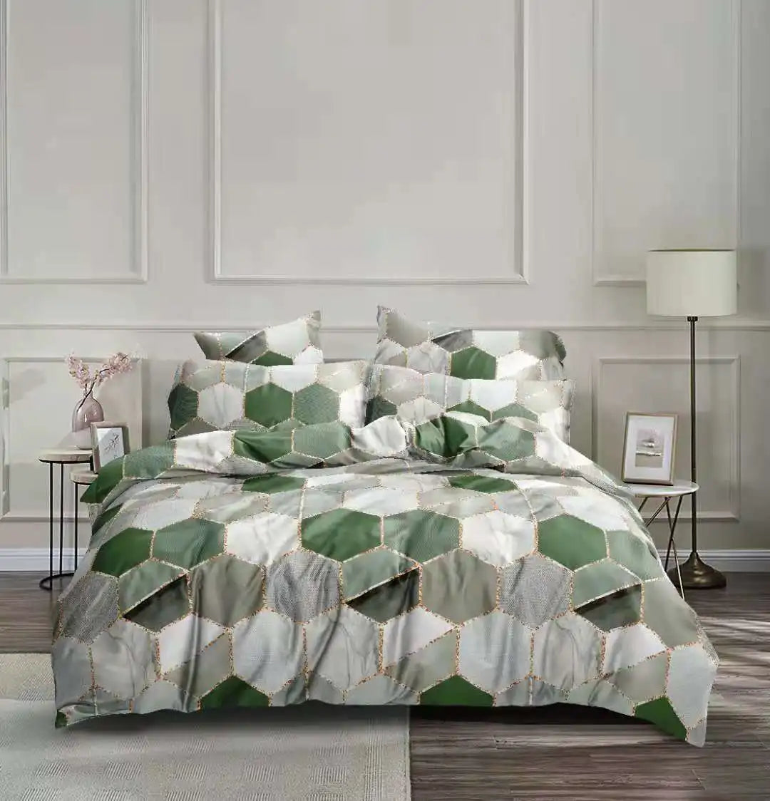 DecorBites™ Honeycomb Marble Patterned Bedding Set, Luxurious Duvet Cover with Pillowcase