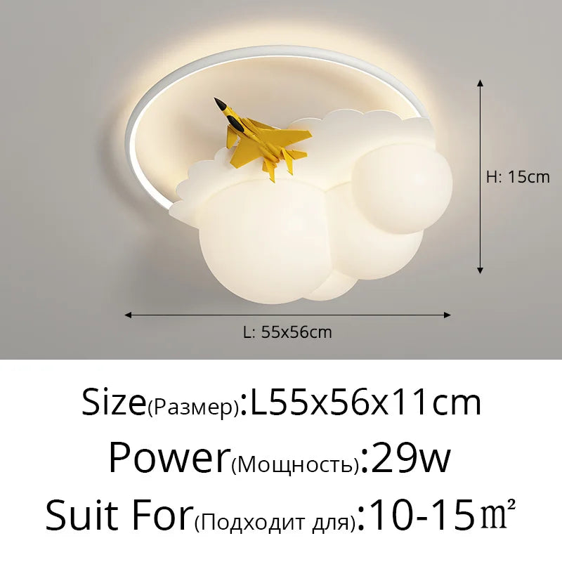 DecorBites™ Kids Cloud Airplane Ceiling Light: Modern LED Bedroom Chandelier for Boys and Girls