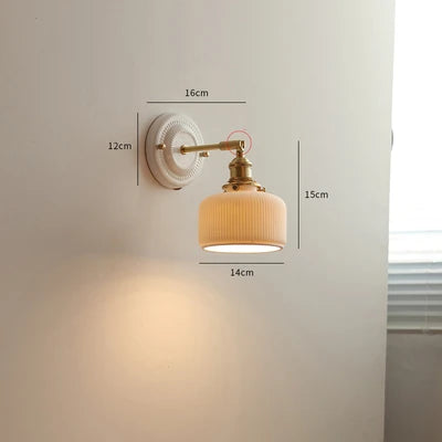DecorBites™ Ceramic LED Wall Lights Fixture with Copper Arm for Bedroom Living Room