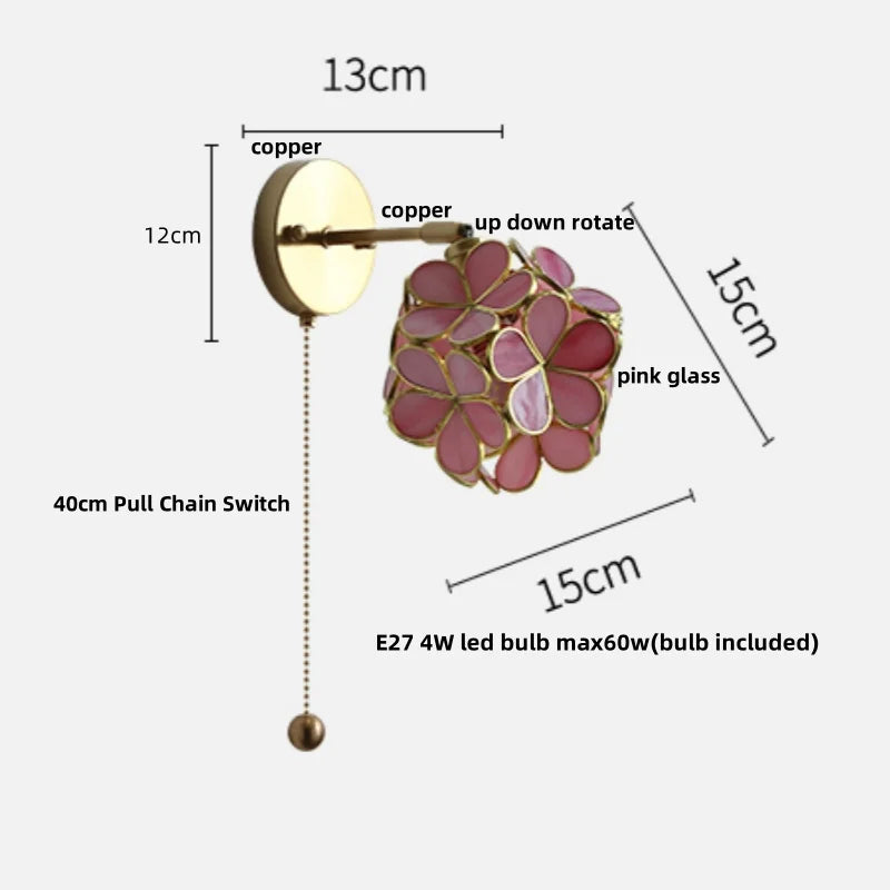 DecorBites™ Copper Butterfly Glass Wall Light Fixture Up Down Rotate LED Bedside Lamp