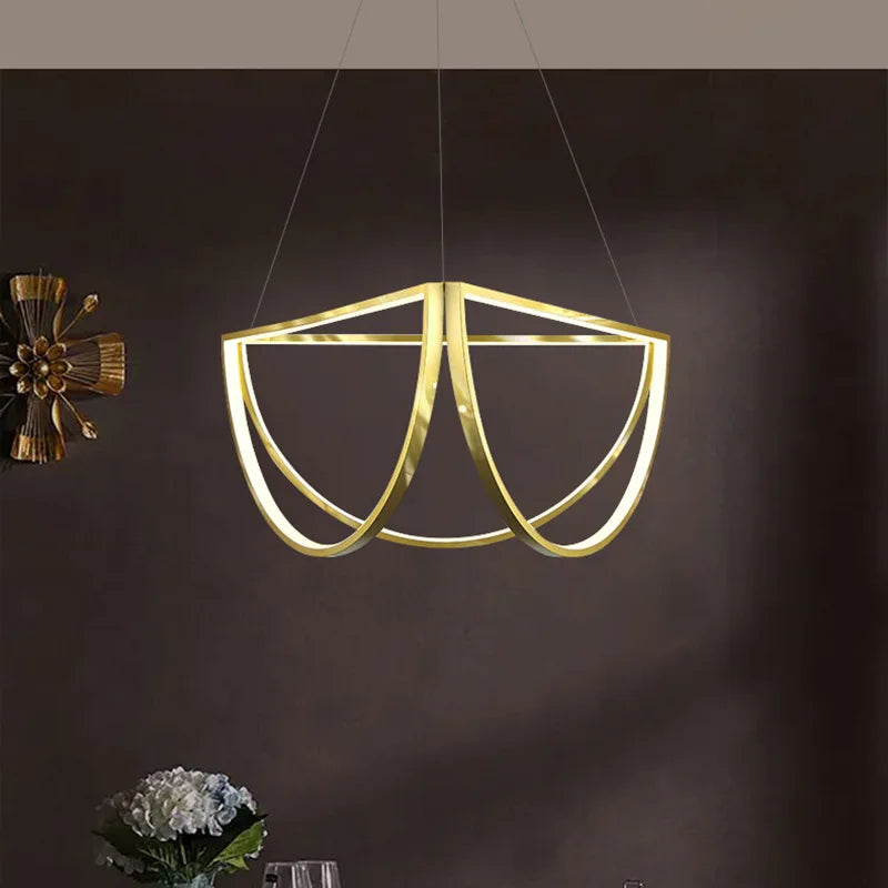 DecorBites™ Black Gold Geometric LED Chandelier - Postmodern Indoor Hanging Lamps for Living Room