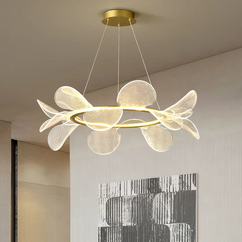 DecorBites™ LED Flower Chandelier: Luxury Acrylic Pendant Lamp for Modern Living, Bedroom, Kitchen, Dining Room