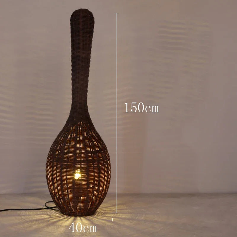 DecorBites™ Bamboo Floor Lamp: Unique Rattan Light for Living Room, Bedroom, Teahouse Decor