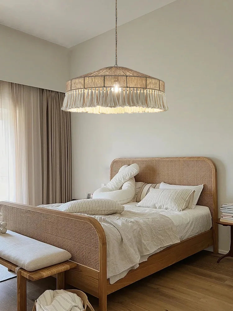 DecorBites™ Bohemian Tassel Chandelier: Handmade Nordic Rustic Pendant Lamps for Home and Shop