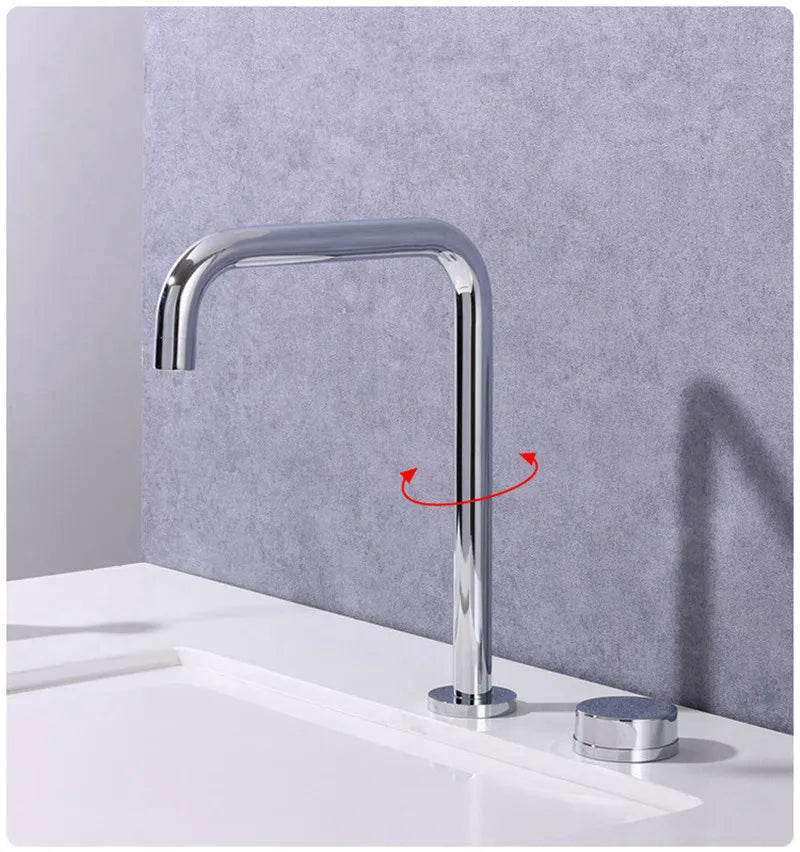 DecorBites™ Brushed Gold Widespread Basin Faucet with 360 Rotation