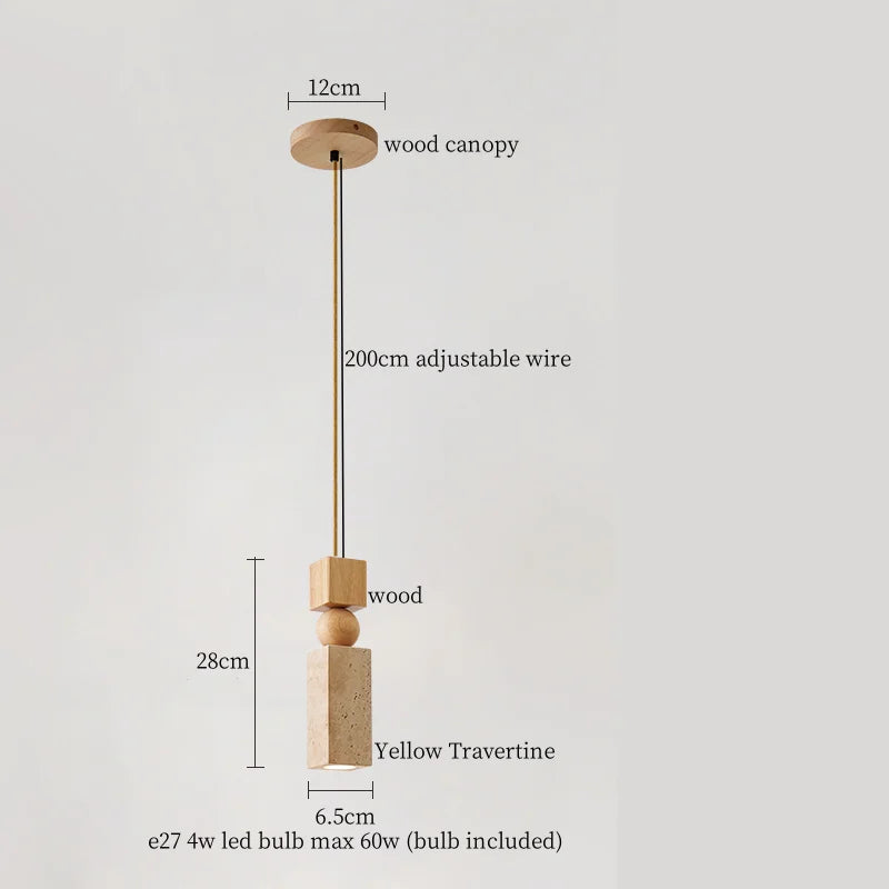 DecorBites™ Creative Stone LED Pendant Light Yellow Travertine Nordic Minimalism Hanging Lamp