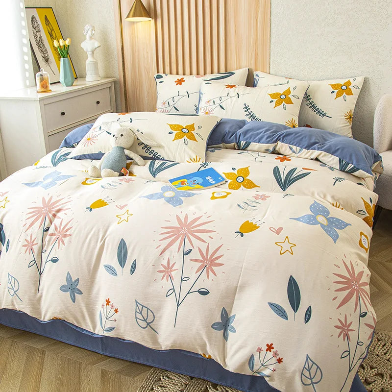 DecorBites™ Cat Bear Print Bedding Set Single Queen Girls Boys Fashion