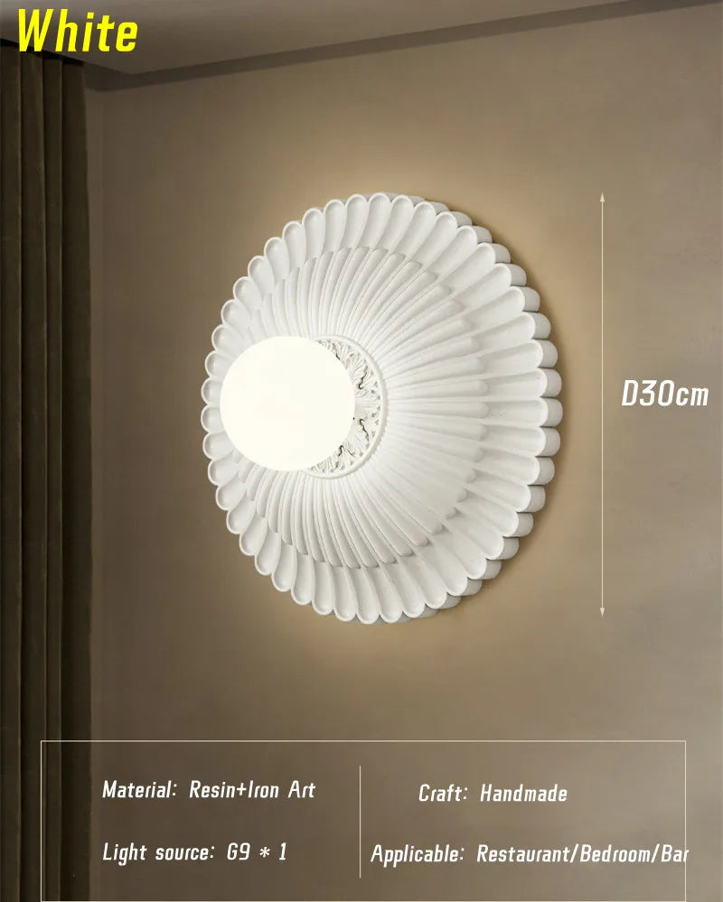 DecorBites™ French Cream Wind Wall Lamp, Carved Designer Pastoral Style Sconce for Bedroom and Living Room