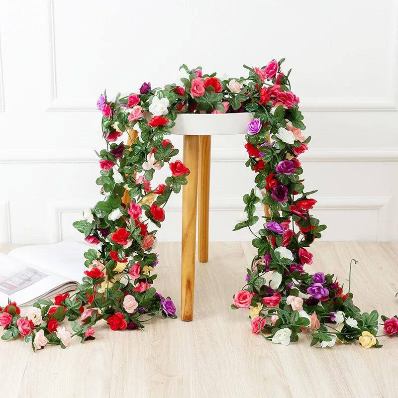 DecorBites™ 250cm Rose Flowers Vine Garland Autumn Cane Backdrop Decor