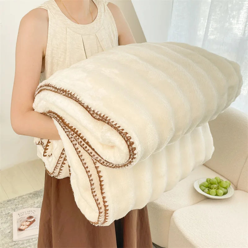 DecorBites™ Bubble Velvet Woolen Sofa Blanket - Soft & Warm Multi-Purpose Cover