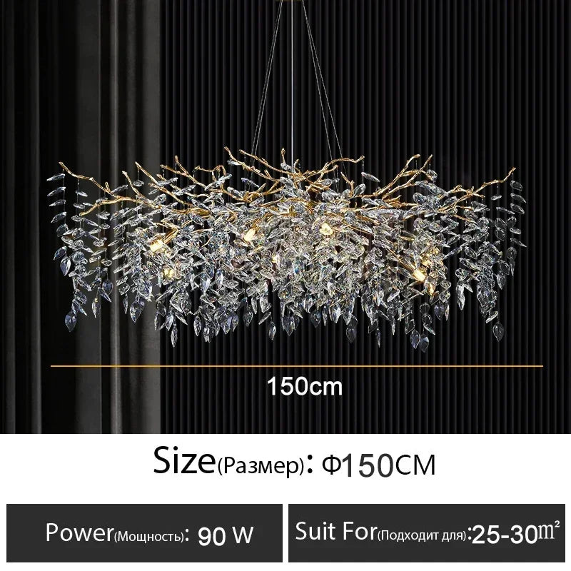 DecorBites™ Branch Crystal Chandelier: Luxury LED Ceiling Light for Living Room & Dining Room