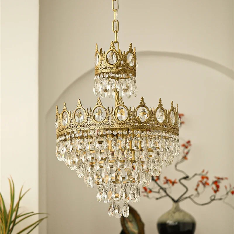 DecorBites™ Crown Crystal Chandelier LED Pendant Light for Living Bedroom