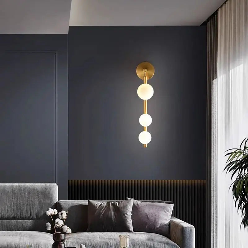 DecorBites™ Glass Ball Wall Lights Living Room Coffee Shop Gold Black Pearl Mirror Light