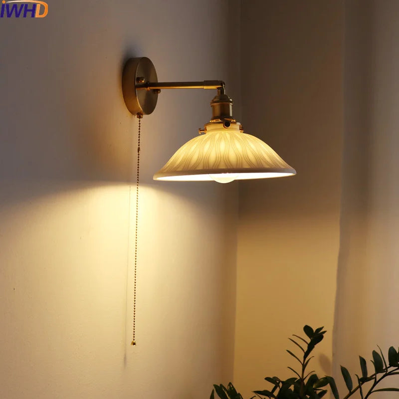 DecorBites™ Ceramic Copper LED Wall Lamp for Bedroom Bedside Mirror Light