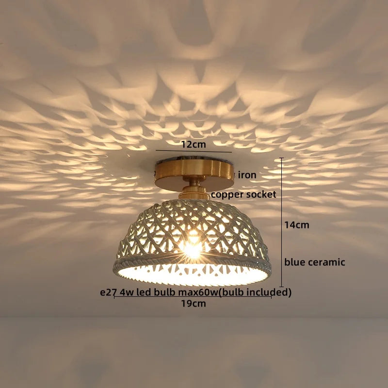 DecorBites™ Ceramic LED Ceiling Lights: Modern Hollow Design for Living Room, Aisle, Balcony
