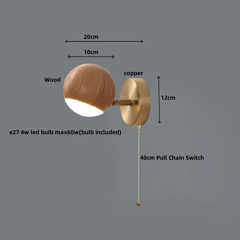 DecorBites™ LED Wood Base Wall Sconce Modern Art Light Fixture for Living Room & Bathroom