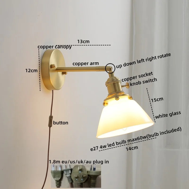 DecorBites™ Ceramic LED Wall Light with Pull Chain Switch for Bedroom Bathroom Living Room