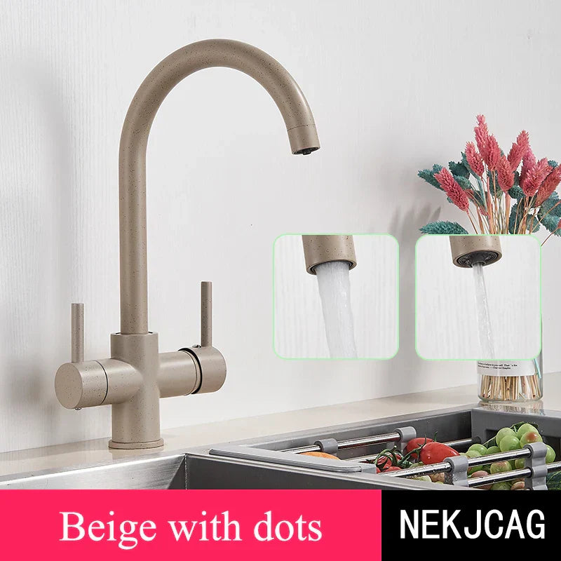 DecorBites™ Black Purified Water Kitchen Faucet Hot Cold Mixer Dual Handles Drinking Water Tap