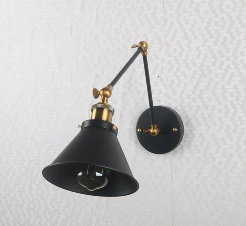 DecorBites™ Black Umbrella Lampshade Adjustable Wall Lights for Cafe, Study & Living Room