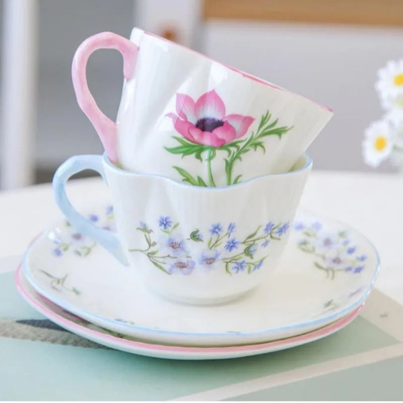 DecorBites™ Bone China Coffee Cup and Saucer Set for Home and Office