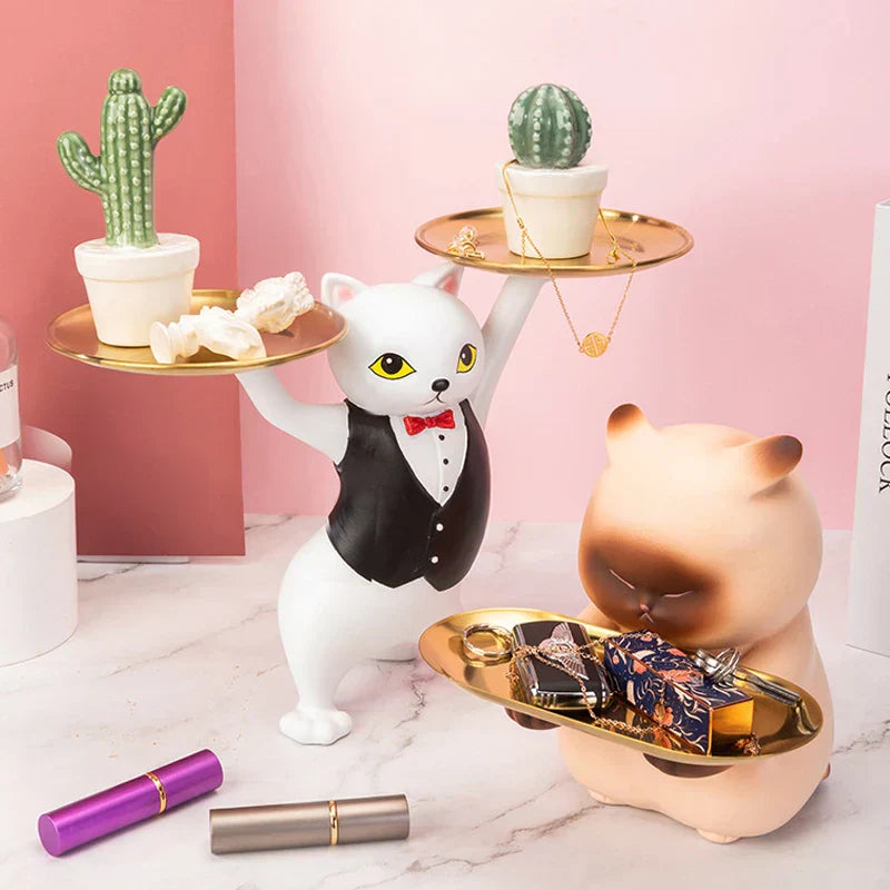 DecorBites™ Cat Figurines Storage Tray Key Holder Decoration Gift