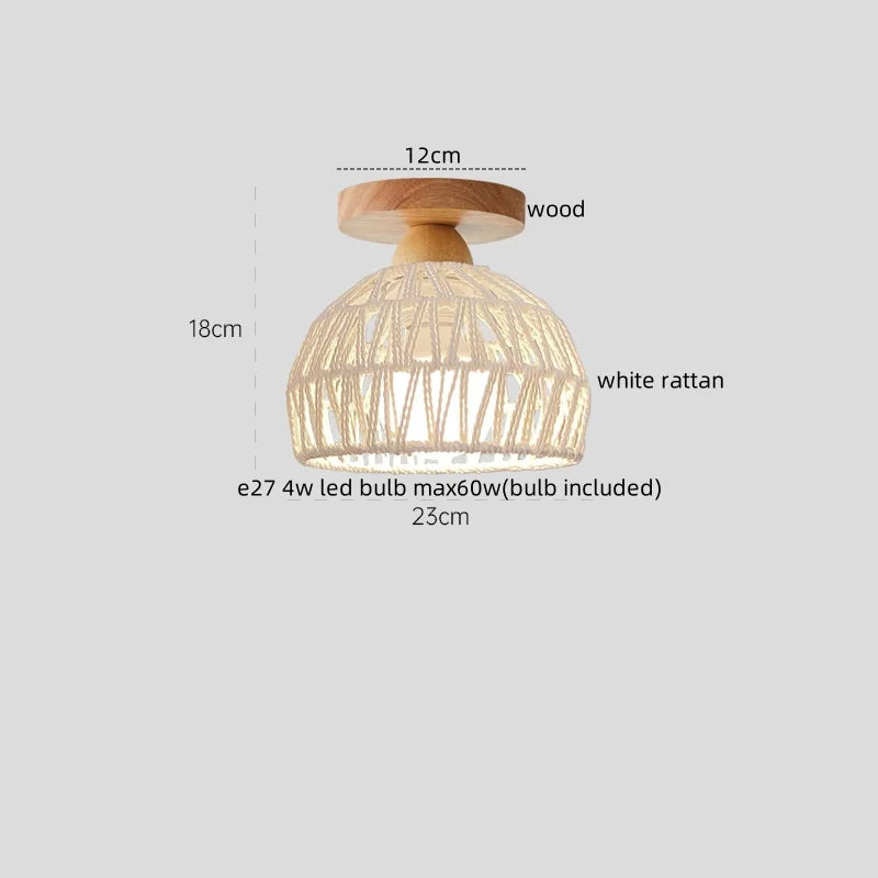 DecorBites™ LED Wicker Wood Ceiling Lights Modern Style Hallway Nordic Luminaria