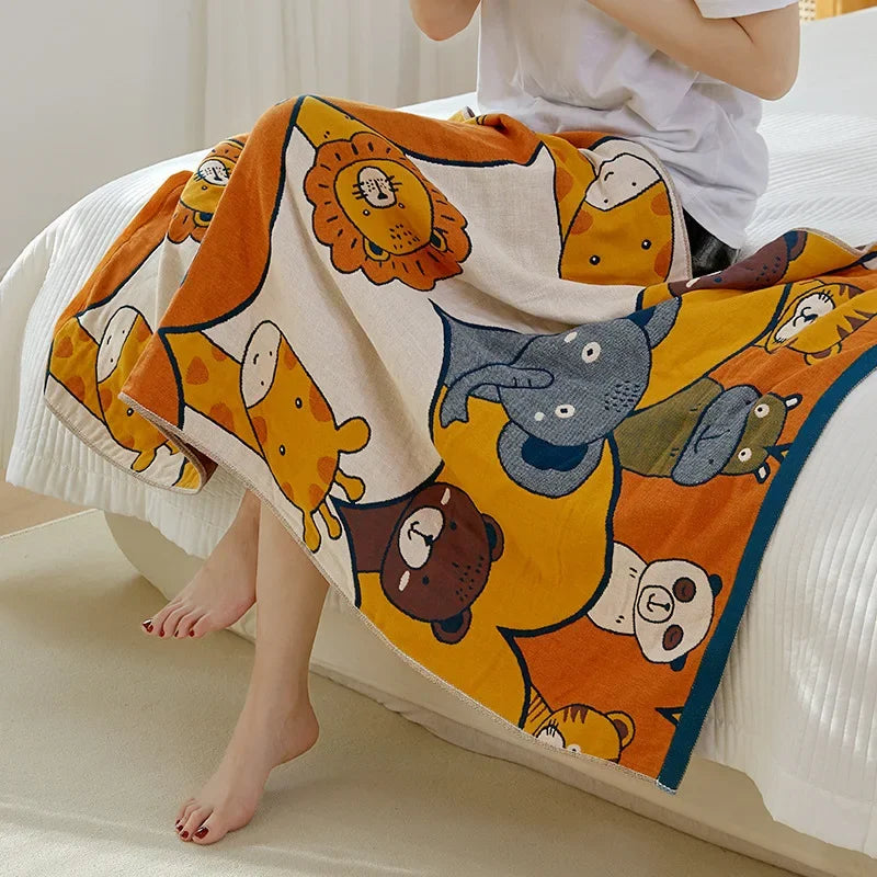 DecorBites™ Cotton Gauze Bath Towel - Large Cartoon Towel 70x140cm