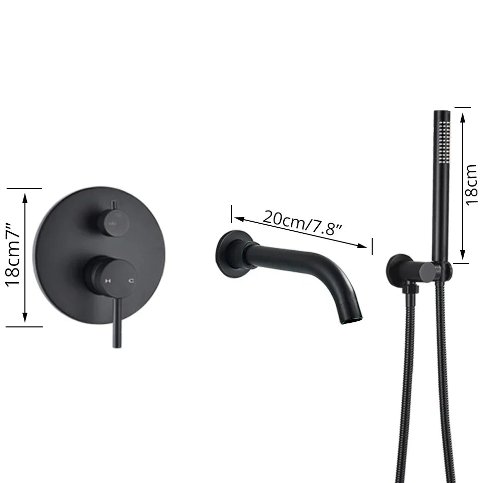 DecorBites™ Dual Handle Bathtub Faucet Set with Hand Sprayer and Wall Mount Spout