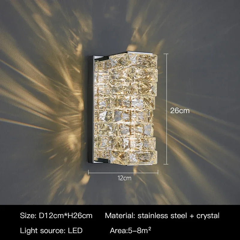DecorBites™ Crystal LED Wall Light: Modern Luxury Sconce for Living Room, Aisle, Bedside