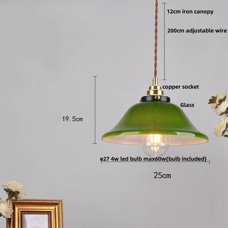 DecorBites™ Green Glass Adjustable LED Pendant Lamp - Modern Nordic Hanging Light