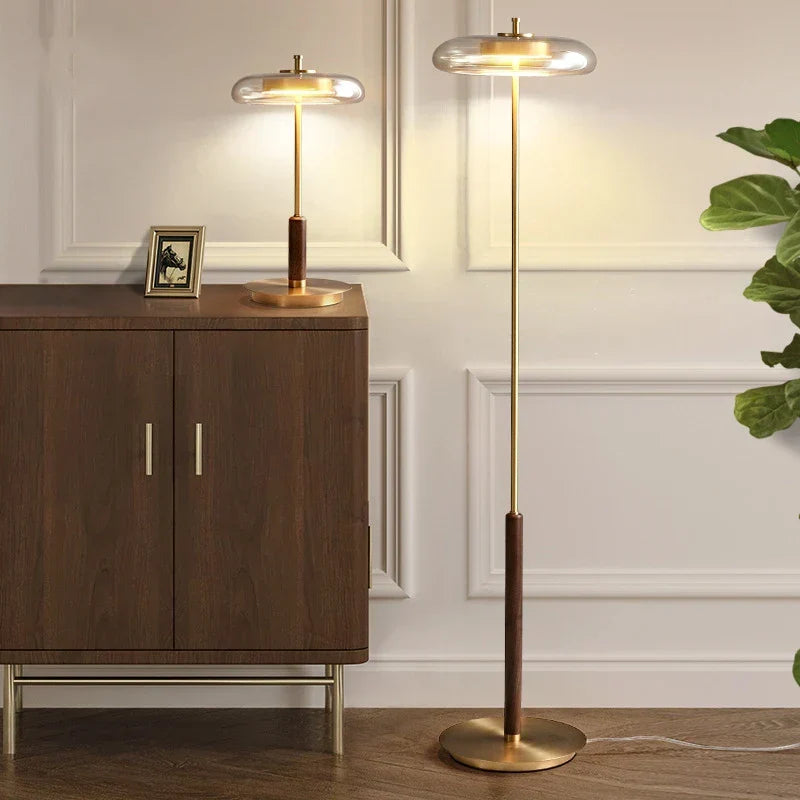 DecorBites™ Gold Lustre Glass Mushroom Table Lamp for Bedroom Living Room Study