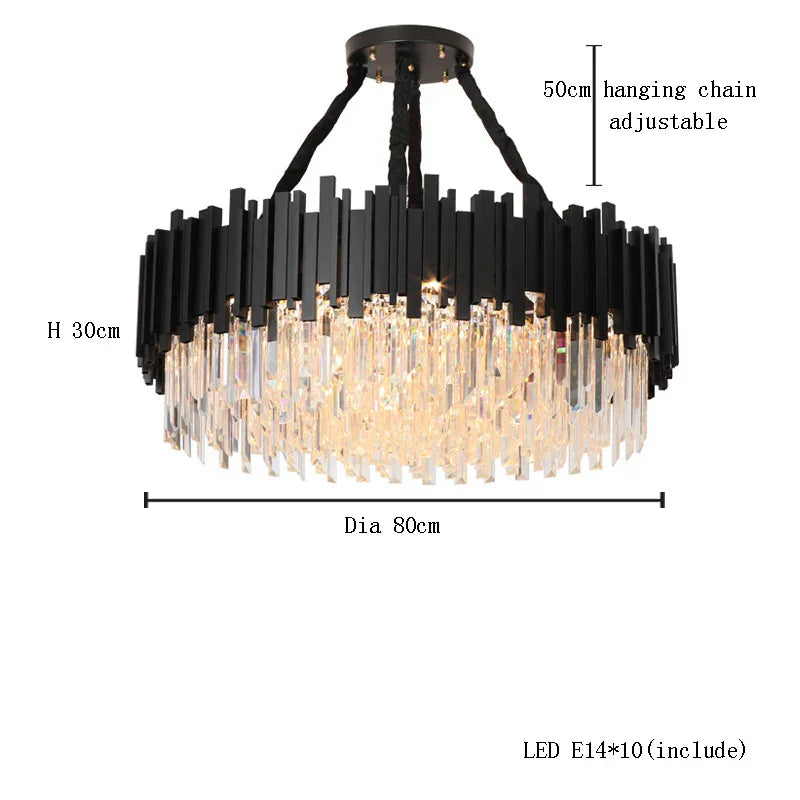 DecorBites™ Crystal Chandelier Stainless Steel K9 Cristal Suspension Lamps Classic Gold Luxury
