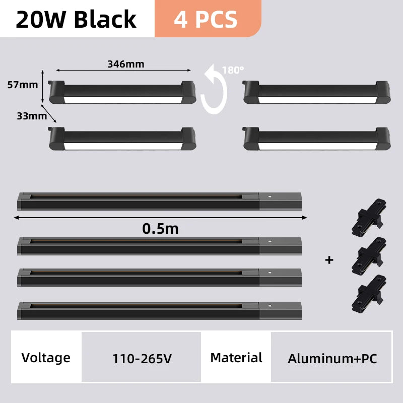 DecorBites™ LED Track Light Set: Rail Track Lamp, Floodlight, Chandelier for Home Decor.