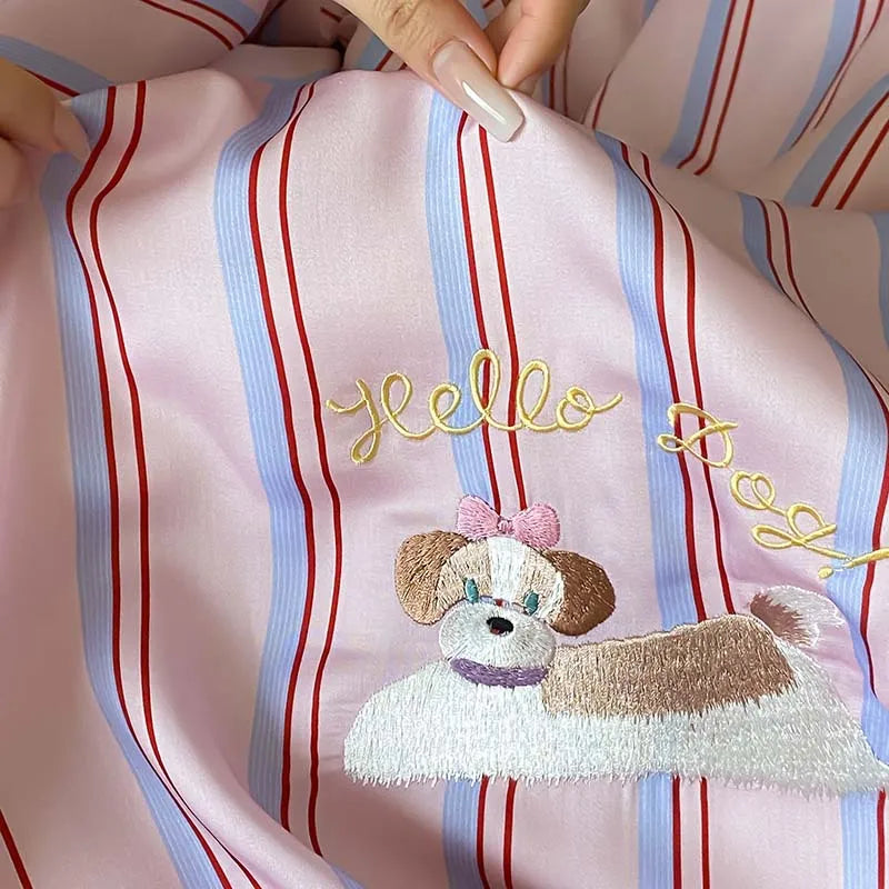 DecorBites™ Cool Lyocell Fiber Striped Summer Blanket Set with Pillowcase