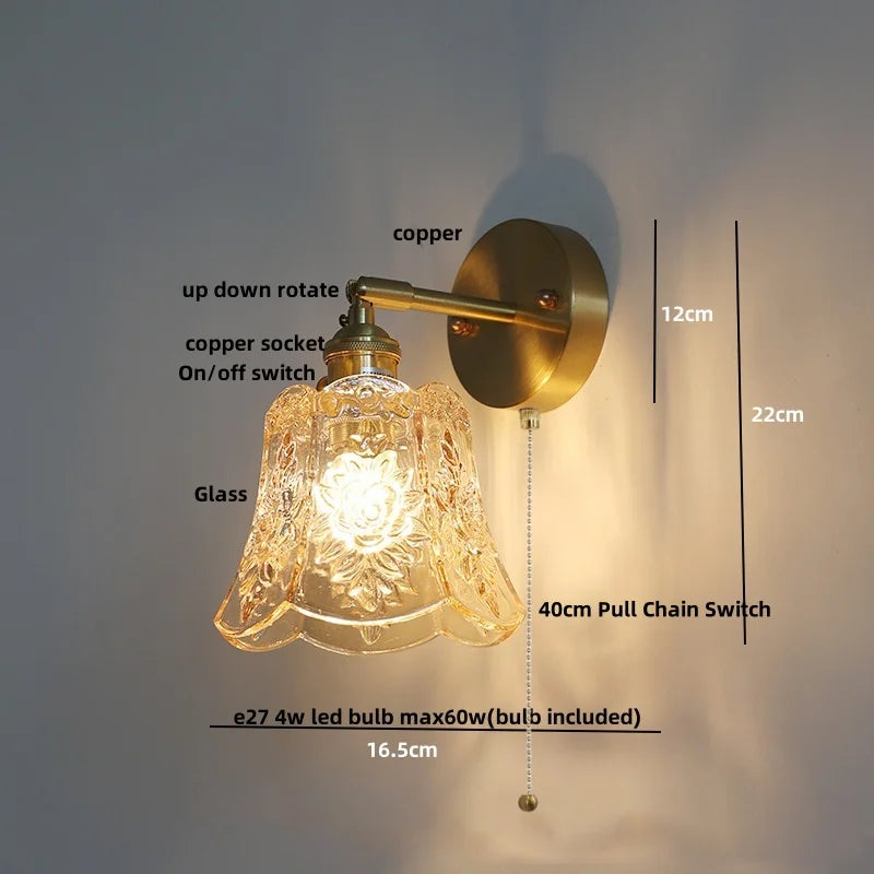 DecorBites™ Amber Flower Glass LED Wall Light Fixture for Kitchen Restaurant Bar