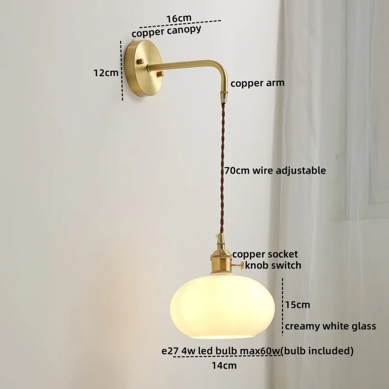 DecorBites™ Ceramic Copper LED Wall Lamp with Pull Chain Switch for Modern Style Interiors