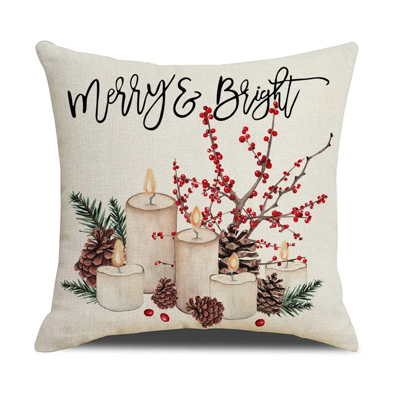 DecorBites™ Cartoon Birds Christmas Pillowcase 45X45cm - Linen Sofa Cushion Cover
