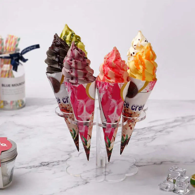 DecorBites™ Acrylic Ice Cream Cone Holder Display Rack - Durable Baking Tools