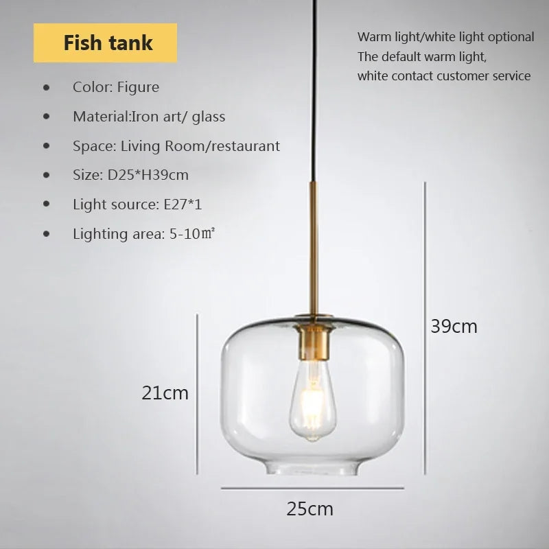 DecorBites™ Industrial Loft Glass Pendant Light for Kitchen Restaurant Decor