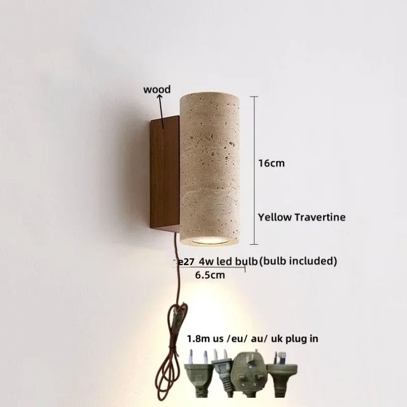 DecorBites™ LED Stone Clock Wall Lamp Sconce, Modern Nordic Yellow Cave Bathroom Mirror Light