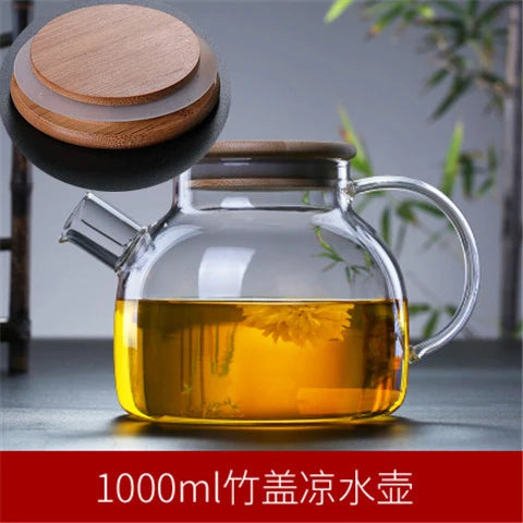 DecorBites™ Glass Teapot Cold Water Jug Large Capacity-Transparent Tea Pot Juice Container