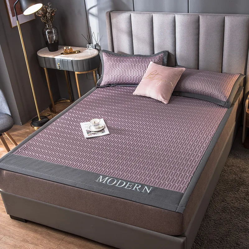 DecorBites™ Cooling Latex Bed Mat | Summer Cool Feel | Thicker & Foldable Queen Mat