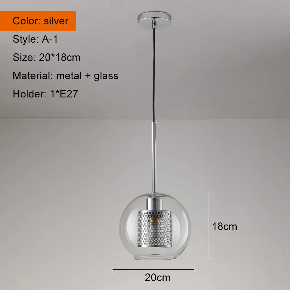 DecorBites™ Ball Glass Pendant Light Modern Kitchen Dining Living Room Fixture