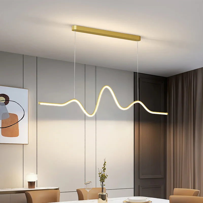 DecorBites™ LED Aluminum Chandelier Modern Wave Line Kitchen Island Pendant Light